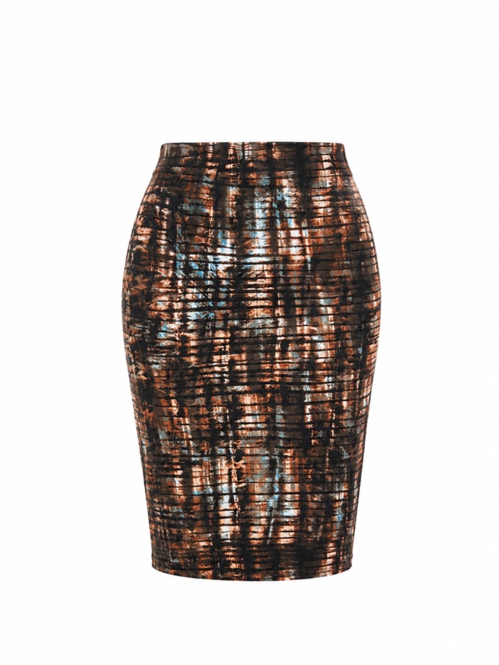 Mossimo Supply Co Abstract Print Stretch Pencil Midi Skirt Brown Blue M
